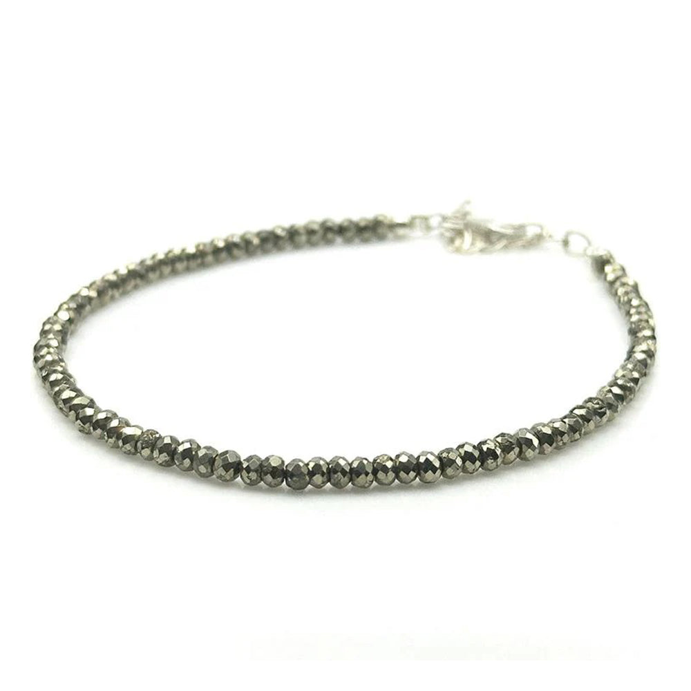 Pyrite Anklet for Women and Men, Natural Money Magnet Stone, Metallic Gold Crystal Beads, Prosperity Attracting Jewelry