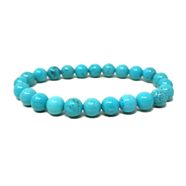 Natural Turquoise Stone Bracelet for Men & Women | Blue Healing Crystal Bead Bracelet | 8mm Stretchable Beads | Unisex Spiritual & Fashion Jewelry