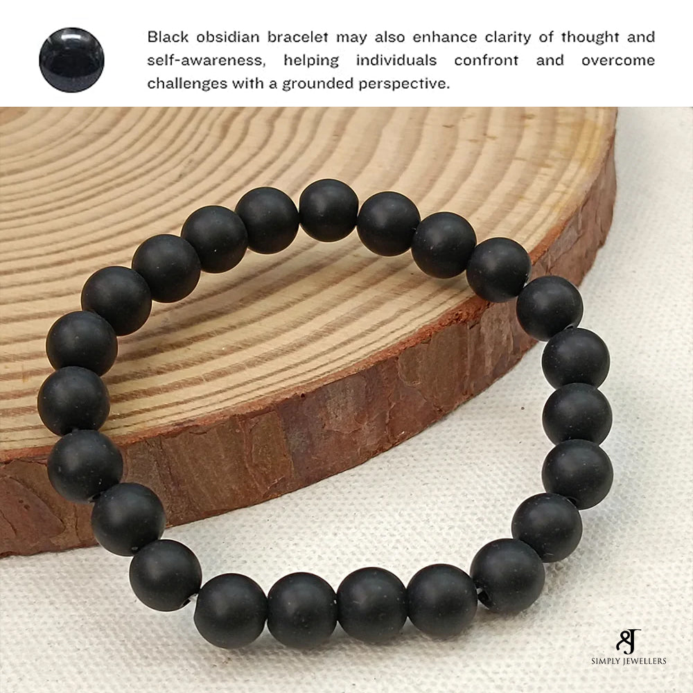 Karungali Bracelet, South Indian Ebony Wood Mala, 25 Black Beads, 8mm, Spiritual Meditation Protection Jewelry, Free Size