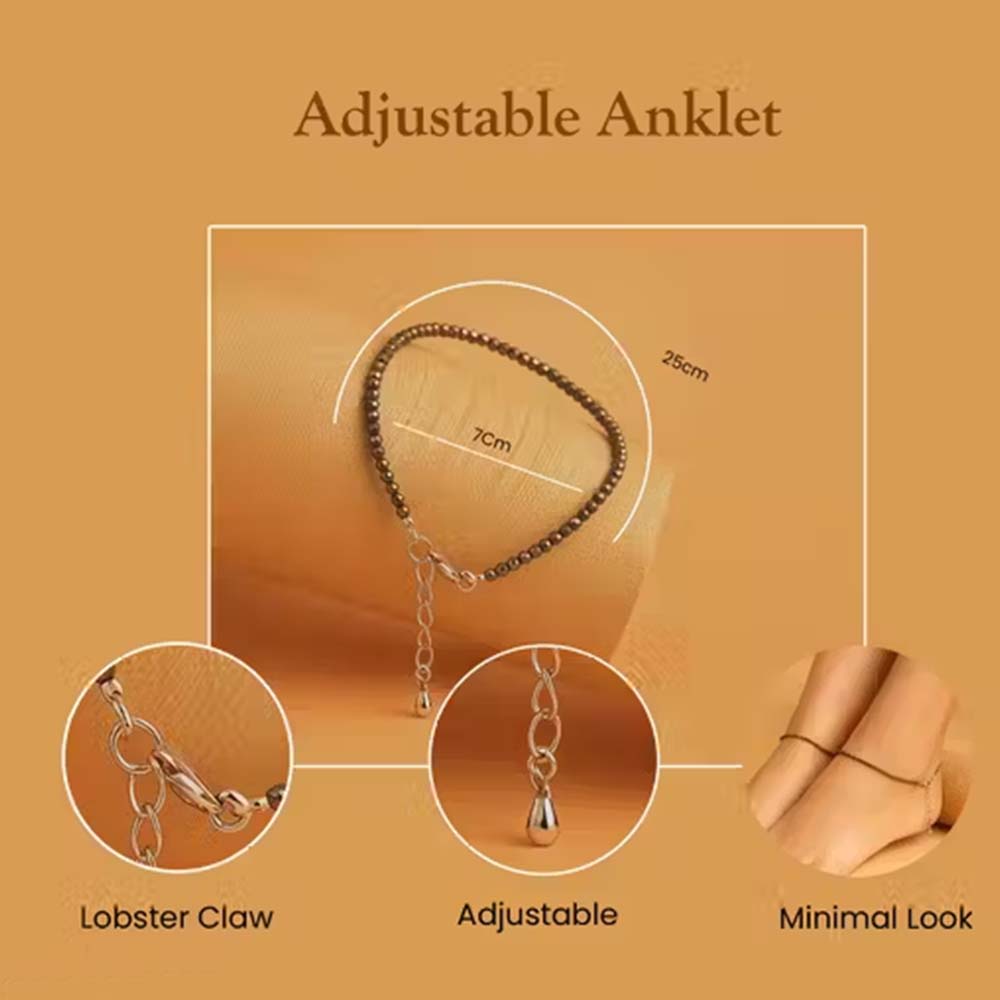 Pyrite Anklet for Women and Men, Natural Money Magnet Stone, Metallic Gold Crystal Beads, Prosperity Attracting Jewelry