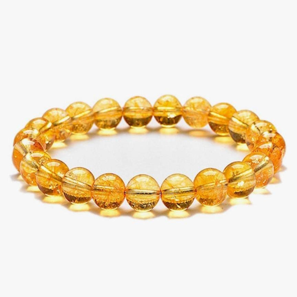 Natural Citrine Crystal Bracelet for Men & Women | Raw Yellow Healing Stone Beads | Lucky Wealth & Success Bracelet | Stretchable Energy & Meditation Jewelry