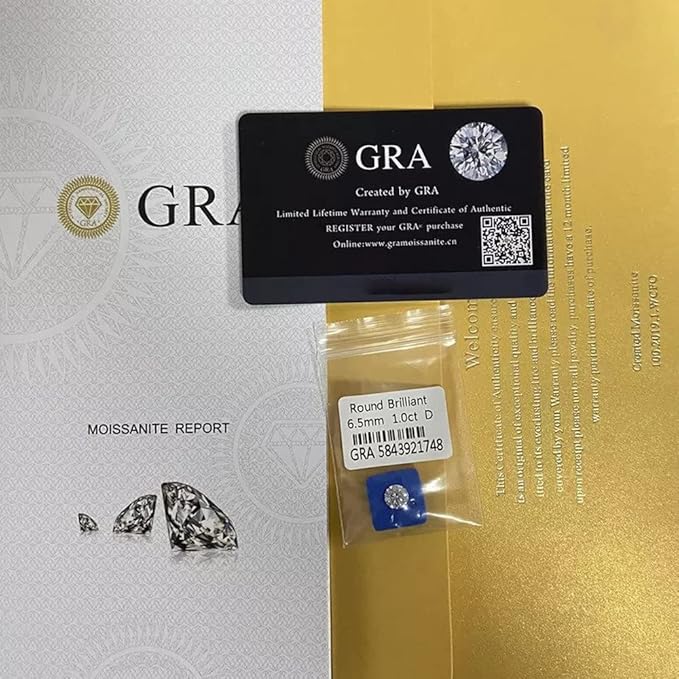 Loose Moissanite Diamond With GRA Certificate, D Colorless, Brilliant Round Cut, VVS1 Clarity Jewellery Gemstones for Pendant Ring, Stud Earring, Jewelry Making, 0.5CT-4CT 0.5 carat