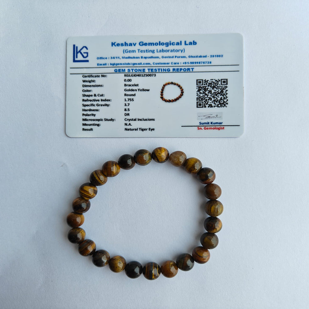 Simply Jewellers Tiger Eye Stone Bracelet | Natural Healing Crystal Beaded Bracelet for Men & Women | Adjustable Spiritual Protection Bracelet