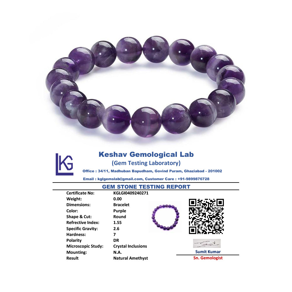 Natural Amethyst Crystal Bracelet for Men & Women | Purple Healing Stone Bead Bracelet | Stretchable Energy & Meditation Bracelet | 8mm Beads | Unisex Spiritual Jewelry