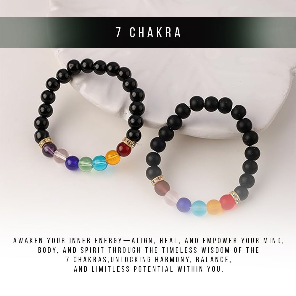 7 Chakra Healing Crystal Bracelet for Men & Women | Natural Bead Yoga Meditation Bracelet | Balance Energy Spiritual Bracelet | Stretchable Unisex Crystal Jewelry