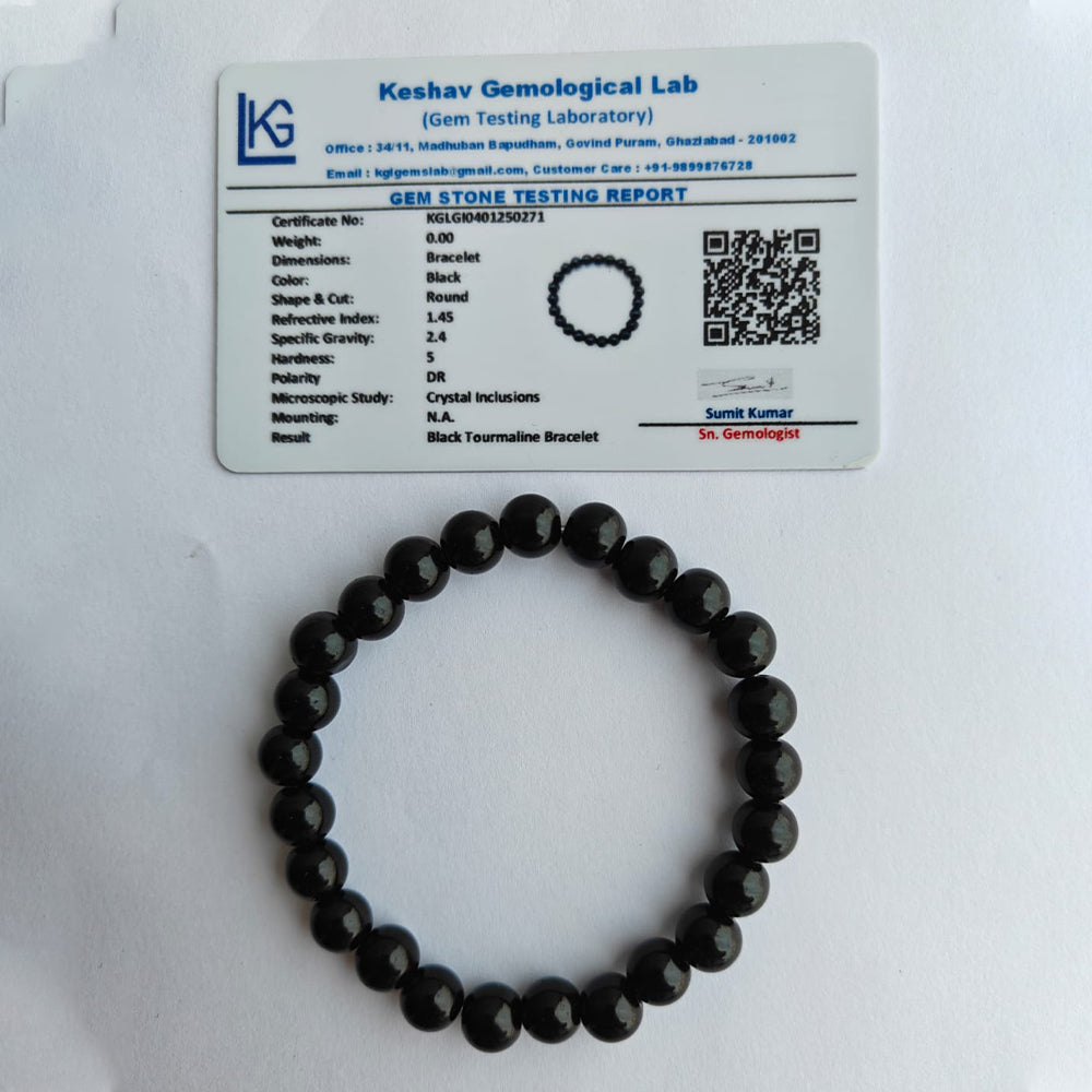 Natural Black Tourmaline Bracelet for Men & Women | Crystal Stone Bead Bracelet for Protection & Positive Energy | Stretchable Healing Crystal Bracelet | 8mm Beads | Unisex Spiritual Jewelry