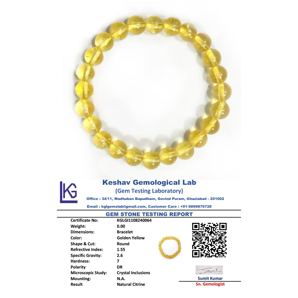 Natural Citrine Crystal Bracelet for Men & Women | Raw Yellow Healing Stone Beads | Lucky Wealth & Success Bracelet | Stretchable Energy & Meditation Jewelry