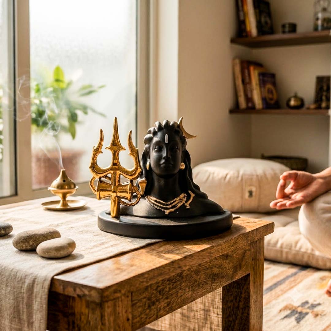Adiyogi Shiva Statue with Trishul & Damru | Premium Decorative Idol for Home, Office, Meditation & Spiritual Decor