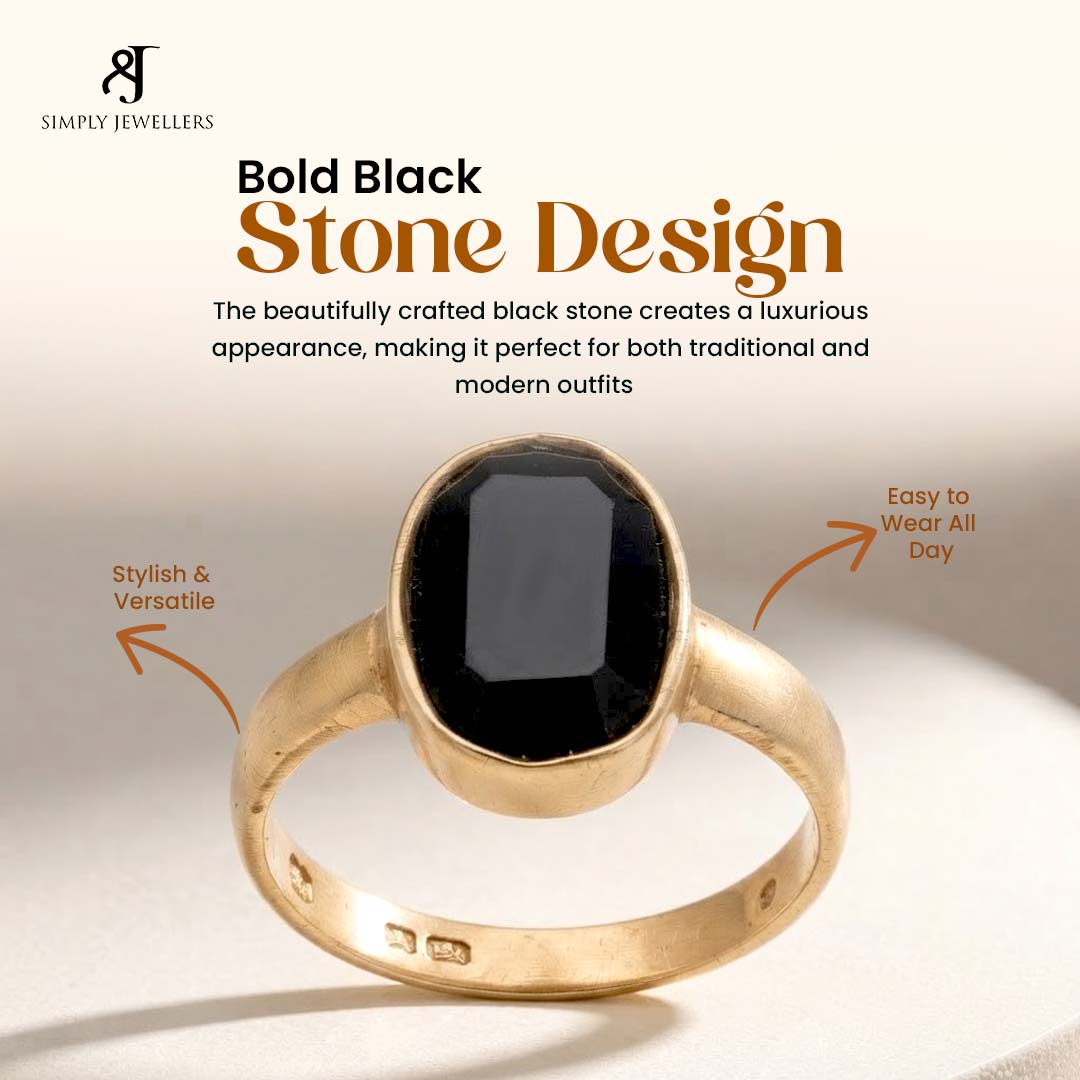 Black Tourmaline Ring for Men & Women | Natural Black Tourmaline Gemstone Finger Ring | Oval Crystal Ring for Protection, Healing, Meditation & Daily Wear