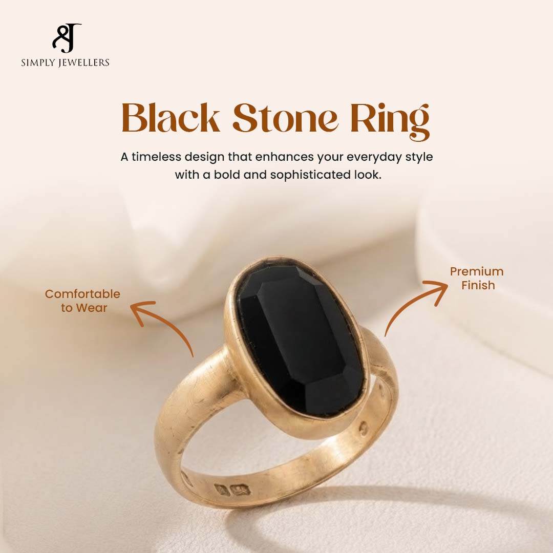 Black Tourmaline Ring for Men & Women | Natural Black Tourmaline Gemstone Finger Ring | Oval Crystal Ring for Protection, Healing, Meditation & Daily Wear
