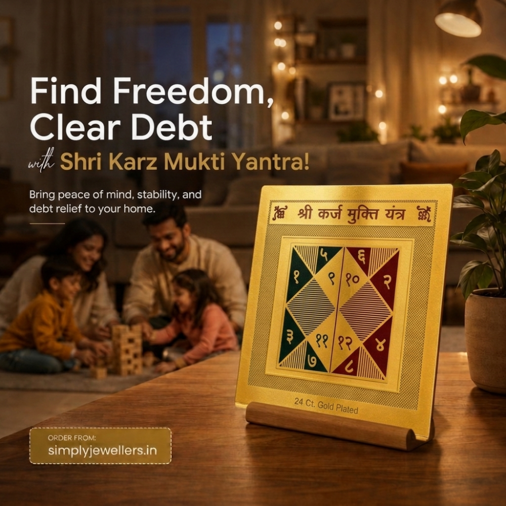 Shri Karz Mukti Yantra, 24 Ct. Gold Plated, Metal, 10 cm x 10 cm, Debt Relief and Financial Stability
