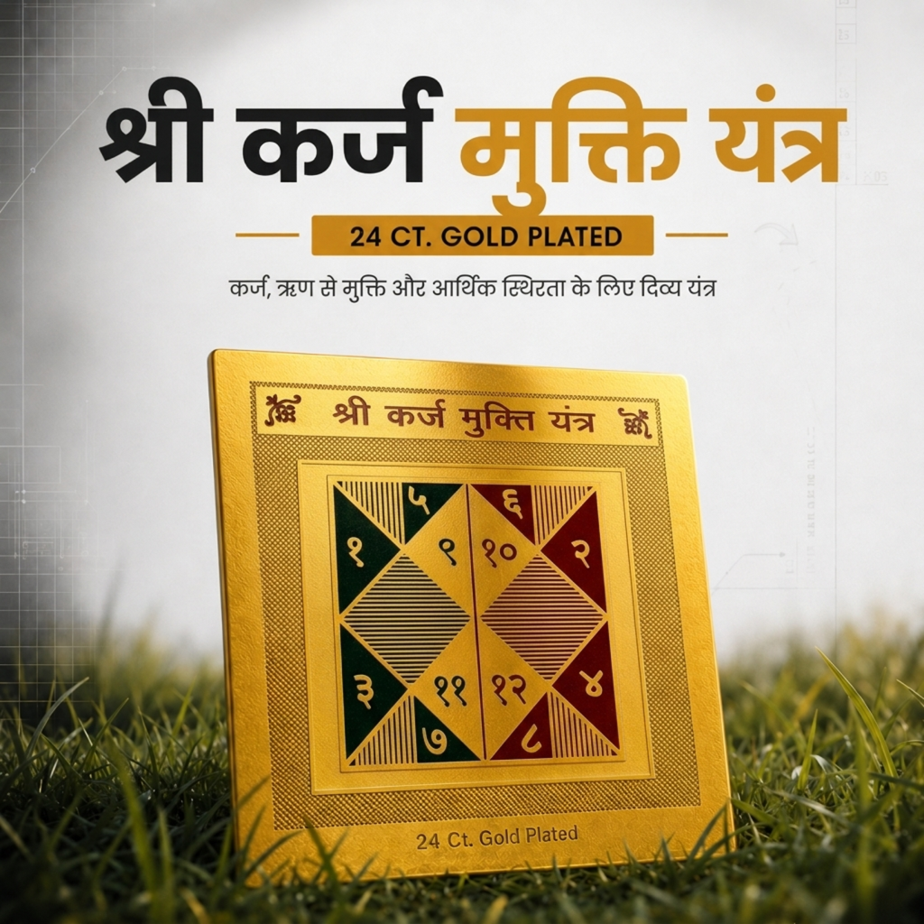 Shri Karz Mukti Yantra, 24 Ct. Gold Plated, Metal, 10 cm x 10 cm, Debt Relief and Financial Stability
