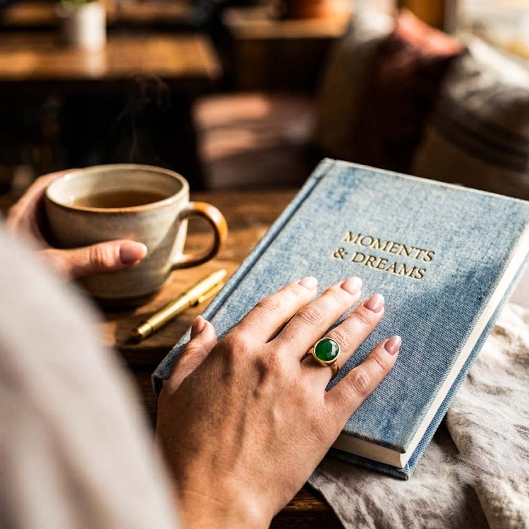 Green Aventurine Ring for Men & Women | Natural Green Aventurine Gemstone Finger Ring | Oval Crystal Ring for Prosperity, Meditation & Daily Wear | Statement Jewelry