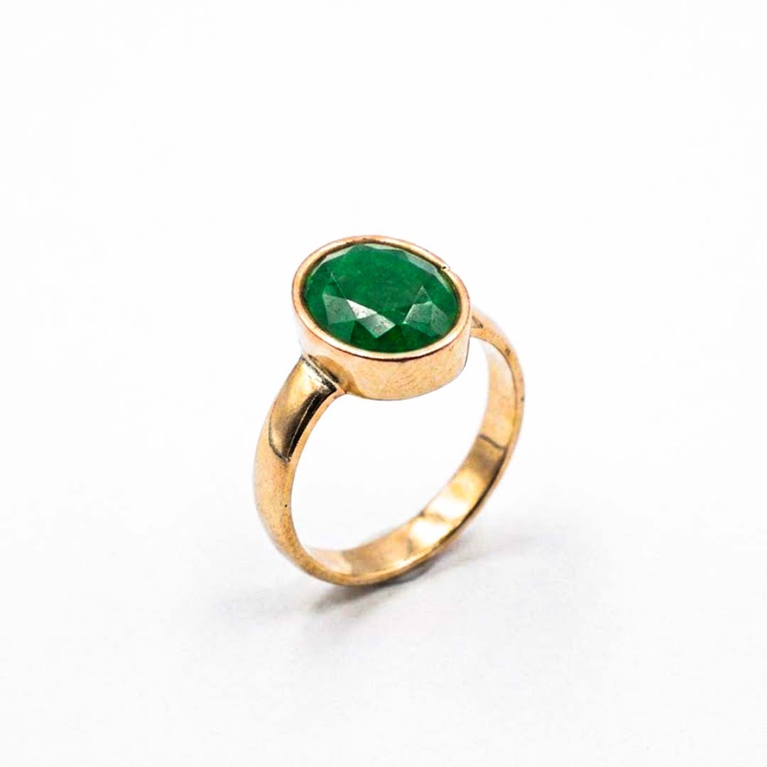Green Aventurine Ring for Men & Women | Natural Green Aventurine Gemstone Finger Ring | Oval Crystal Ring for Prosperity, Meditation & Daily Wear | Statement Jewelry