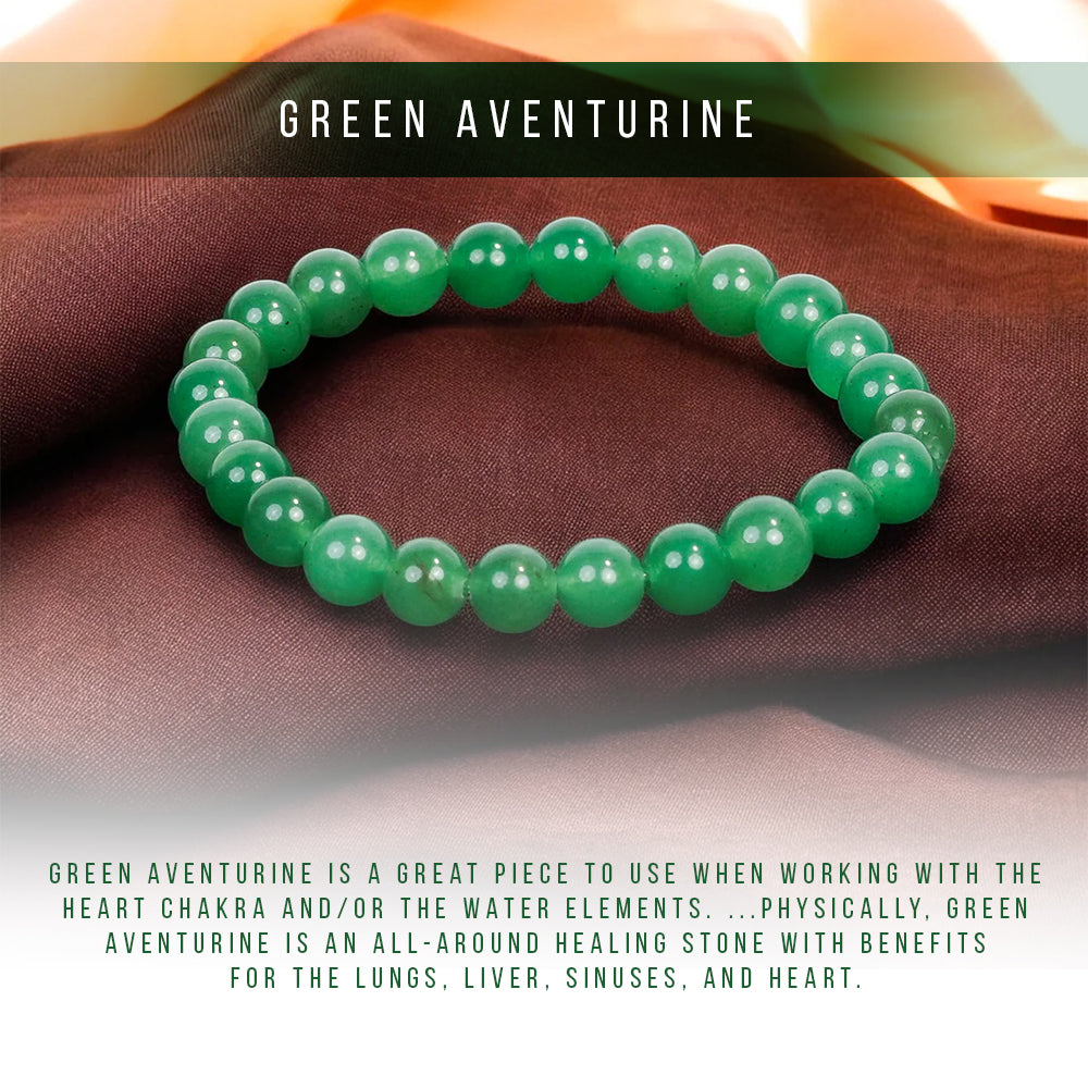 Green Aventurine Bracelet for Men & Women | Natural Healing Crystal Beaded Bracelet | Lucky Gemstone Bracelet for Prosperity, Meditation, Reiki & Energy Balance