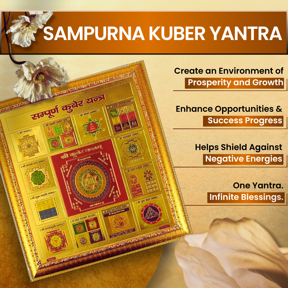 Sampoorna Kuber Yantra Gold Plated Frame for Home, Office & Shop | Vastu Dosh Nivaran | Wealth, Prosperity & Positive Energy | Sacred Spiritual Wall Decor (Golden Finish)