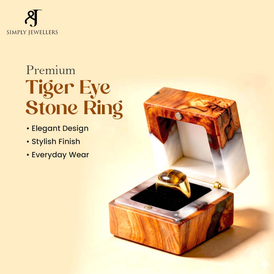 Natural Tiger Eye Ring for Men & Women | Oval Tiger Eye Gemstone Finger Ring | Brown Crystal Ring for Confidence, Meditation & Daily Wear | Statement Jewelry