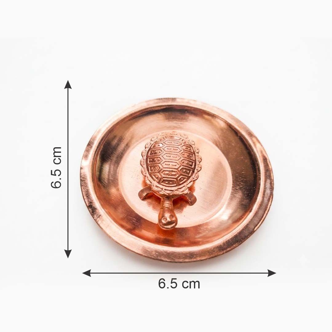 Pure Copper Vastu Tortoise on Plate | Kurma Tortoise for Wealth, Prosperity & Positive Energy | Feng Shui Lucky Turtle for Home, Office & Gift