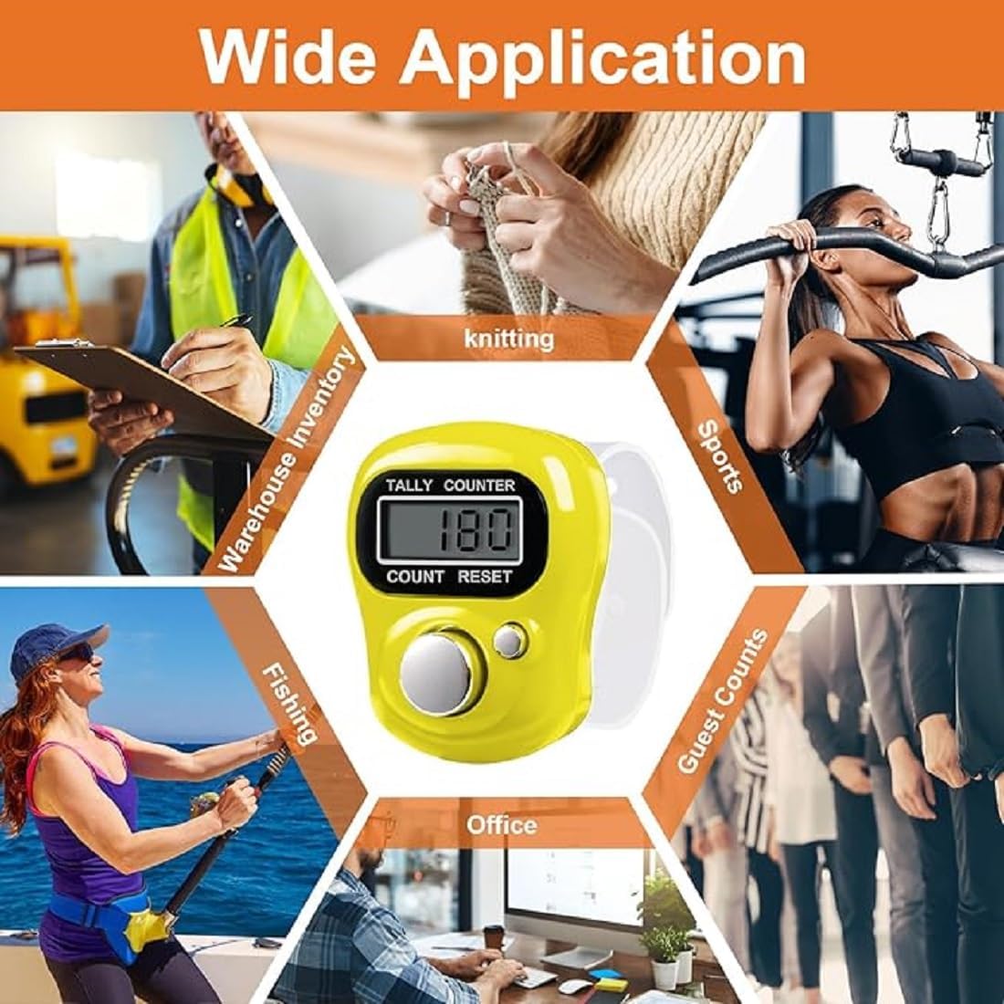 Digital Finger Tally Counter, LCD Display, 5-Digit, for Prayer, Gym, Knitting, Sports, Office, Multicolour
