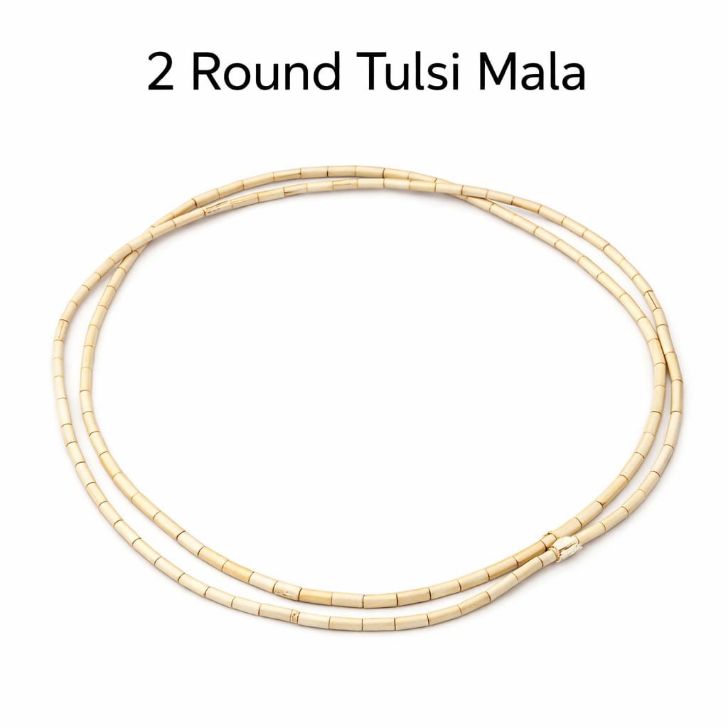 2 Round Tulsi Mala, Natural Tulsi Wood Beads, Smooth & Lightweight, Knotted with Durable Thread, for Prayer & Meditation