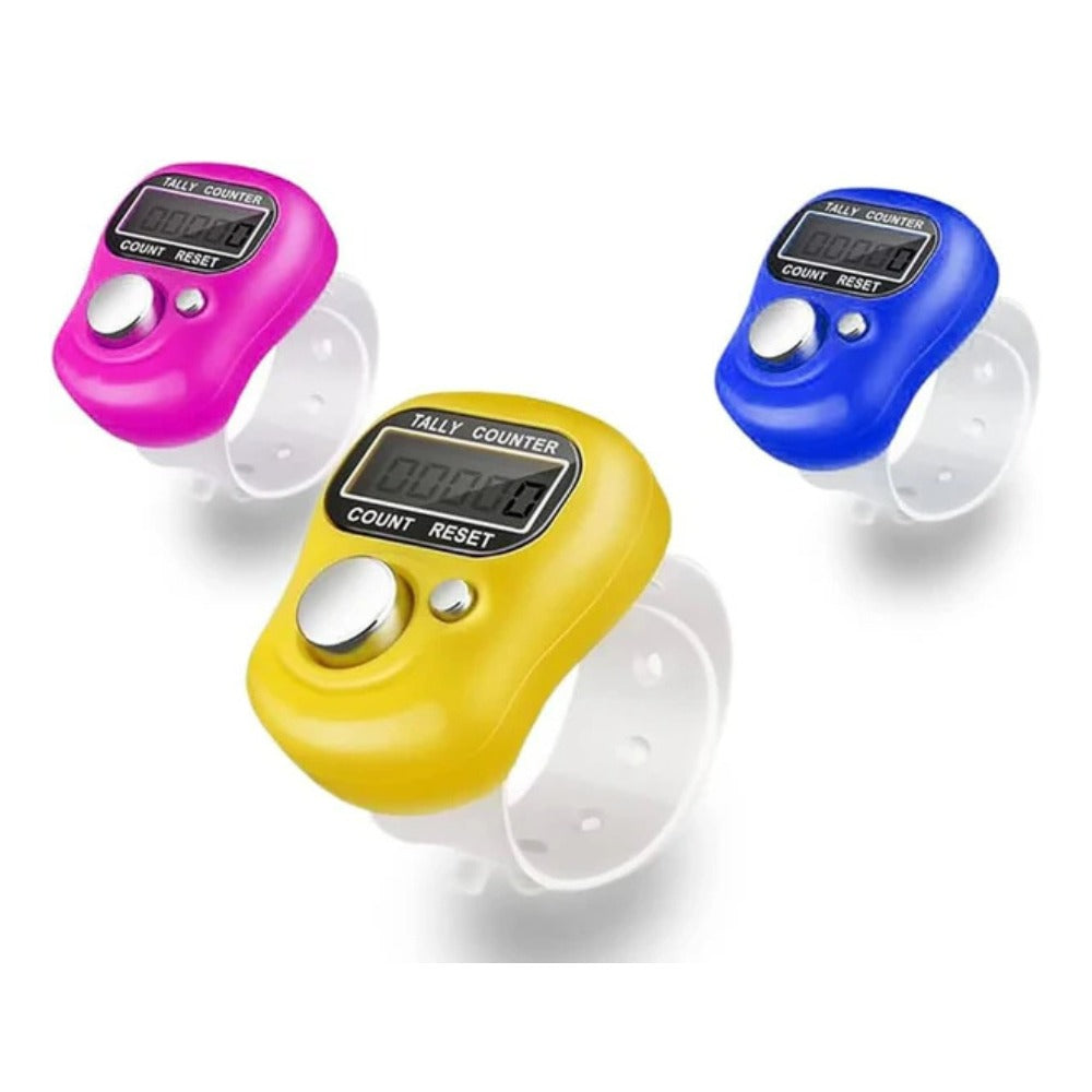 Digital Finger Tally Counter, LCD Display, 5-Digit, for Prayer, Gym, Knitting, Sports, Office, Multicolour