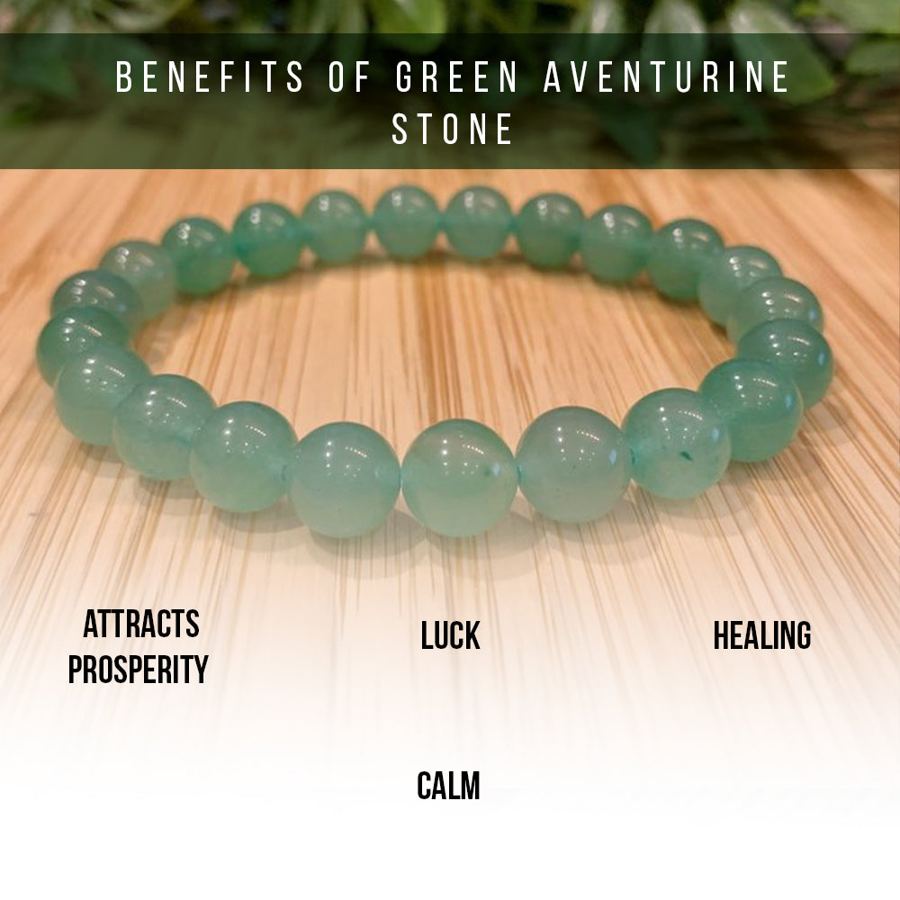 Green Aventurine Bracelet for Men & Women | Natural Healing Crystal Beaded Bracelet | Lucky Gemstone Bracelet for Prosperity, Meditation, Reiki & Energy Balance