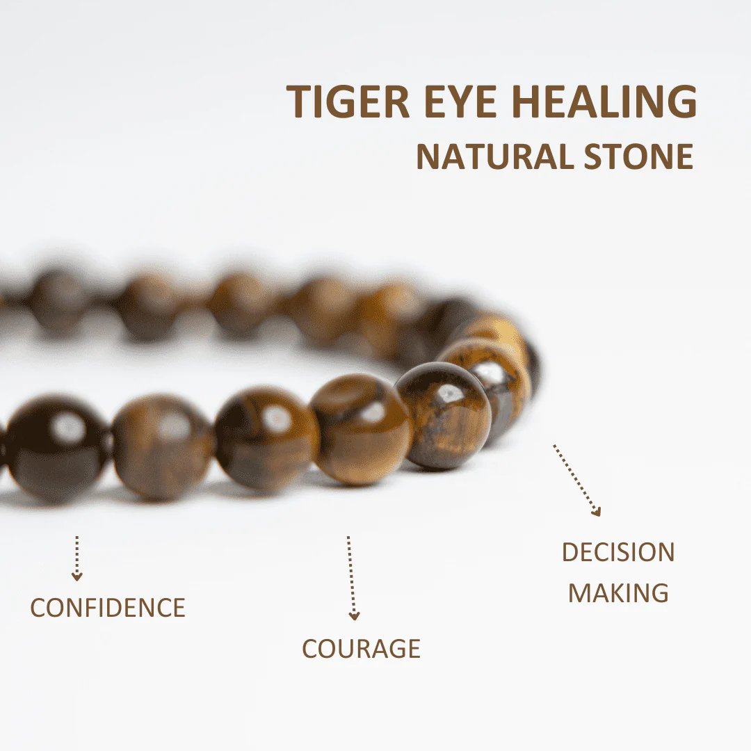 Simply Jewellers Tiger Eye Stone Bracelet | Natural Healing Crystal Beaded Bracelet for Men & Women | Adjustable Spiritual Protection Bracelet