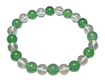 SIMPLY JEWELLERS AAA Grade Healing Crystal Bracelet for Men & Women - Adjustable Gemstone Bracelet for Reiki, Meditation, Yoga & Energy Healing (Green & Clear Crystal)