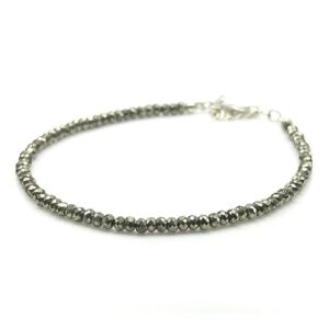 SIMPLY JEWELLERS Pyrite Anklet for Women and Men, Natural Money Magnet Stone, Metallic Gold Crystal Beads, Prosperity Attracting Jewelry