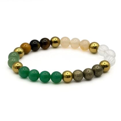 SIMPLY JEWELLERS Dhan Yog Crystal Bracelet, Natural Green Jade, Aventurine, Tiger Eye, Citrine Gemstones, Abundance Spiritual Jewellery